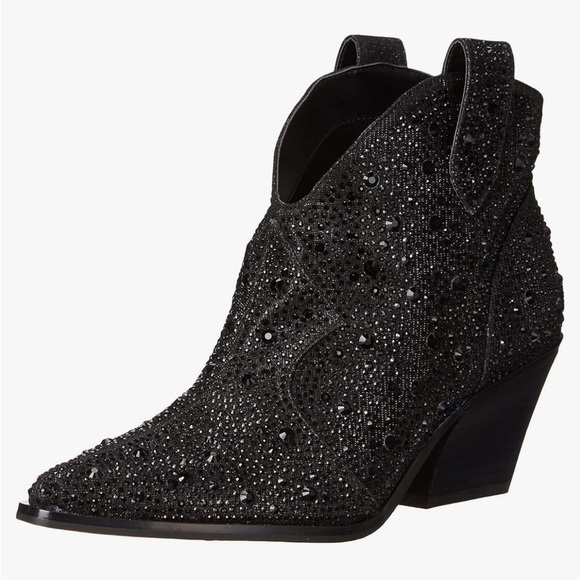 Jessica Simpson Black Ankle Boots Glitter Gabor - Picture 3 of 6